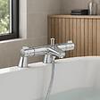 GROHE - Pack mitigeur thermostatique BD Grohtherm 800 avec colonnettes + Douchette 1 jet Vitalio Get Stick + Flexible 1750 mm et support - vignette