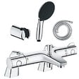 GROHE - Pack mitigeur bain douche thermostatique Grohtherm 800 + douchette ronde  2 jets + flexible + support - vignette