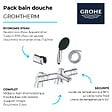 GROHE - Pack mitigeur bain douche thermostatique Grohtherm 800 + douchette ronde  2 jets + flexible + support - vignette