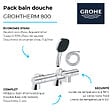 GROHE - Pack mitigeur bain douche thermostatique Grohtherm 800 cosmopolitan + douchette carré  2 jets + flexible - vignette