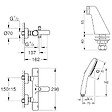 GROHE - Pack mitigeur bain douche thermostatique Grohtherm 800 cosmopolitan + douchette carré  2 jets + flexible - vignette