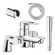 GROHE - Mitigeur mécanique Start Loop avec colonnettes + Douchette 1 jet Vitalio Get Stick + Flexible 1750 mm et support - vignette