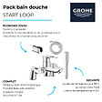 GROHE - Mitigeur mécanique Start Loop avec colonnettes + Douchette 1 jet Vitalio Get Stick + Flexible 1750 mm et support - vignette
