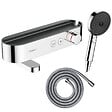 HANSGROHE - Pack mitigeur bain douche thermostatique ShowerTablet Select + Flexible Metaflex + Pommeau de douche Pulsify Select 3 jets Chromé - vignette