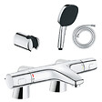 GROHE - Pack mitigeur bain douche thermostatique Precision Trend + douchette carré  2 jets + flexible + support - vignette