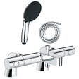 GROHE - Pack mitigeur bain douche thermostatique Precision Get + douchette ronde  2 jets + flexible - vignette