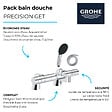 GROHE - Pack mitigeur bain douche thermostatique Precision Get + douchette ronde  2 jets + flexible - vignette