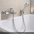 HANSGROHE - Pack mitigeur bain mécanique mural Logis + Pommeau Crometta EcoSmart + Flexible Isiflex + Support Chromé - vignette