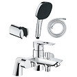 GROHE - Pack mitigeur bain douche mécanique Start Loop + douchette carré  2 jets + flexible + support - vignette