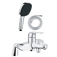 GROHE - Pack mitigeur bain douche mécanique Swift + douchette carré  2 jets + flexible - vignette