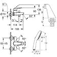 GROHE - Pack mitigeur bain douche mécanique Swift + douchette carré  2 jets + flexible - vignette