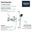 GROHE - Pack mitigeur douche mécanique StartLoop + Ensemble de douche 2 jets avec barre Chromé - vignette