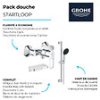 GROHE - Pack mitigeur douche mécanique StartLoop + Ensemble de douche Start 2 jets avec barre + Panier douche - vignette