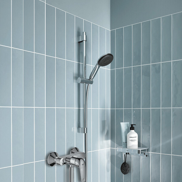 GROHE - Mitigeur douche mécanique Swift 2023 + Ensemble de douche 2 jets avec barre + Panier douche - large