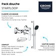 GROHE - Pack mitigeur douche mécanique StartLoop + Ensemble  de douche 2 jets avec barre + Panier porte-savon - vignette