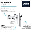 GROHE - Mitigeur douche mécanique Swift 2023 + Ensemble de douche 2 jets avec barre + Panier porte-savon - vignette