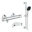 GROHE - Mitigeur douche thermostatique Precision Flow + Ensemble de dche 2 jets et barre +Tablette angle - vignette