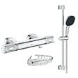 GROHE - Mitigeur douche thermostatique Precision Feel + Ensemble de douche 2 jets avec barre + Panier porte-savon - vignette
