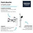 GROHE - Pack mitigeur douche mécanique StartLoop + Ensemble de douche Start 2 jets avec barre Chromé - vignette