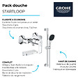 GROHE - Pack mitigeur douche mécanique StartLoop + Ensemble de douche 2 jets avec barre + Panier douche - vignette