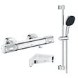 GROHE - Mitigeur douche thermostatique Precision Feel + Ensemble de douche 2 jets avec barre + Tablette d'angle - vignette