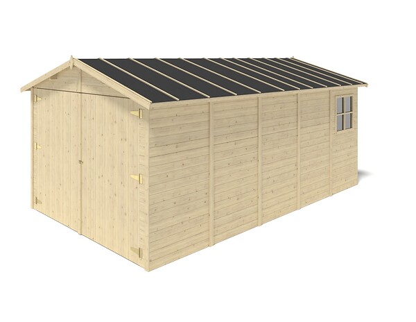 ALTANKA - Garage en bois - 14.94m2 - 3.05x4.93m - Ep. 18mm - couleur: naturel - GAR28 - large