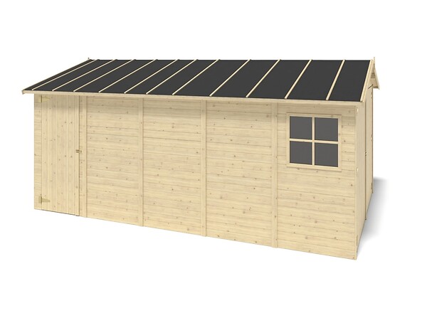 ALTANKA - Garage en bois - 14.94m2 - 3.05x4.93m - Ep. 18mm - couleur: naturel - GAR28 - large