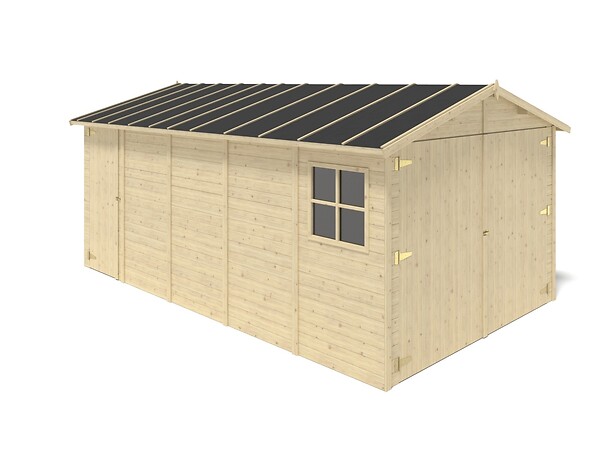 ALTANKA - Garage en bois - 14.94m2 - 3.05x4.93m - Ep. 18mm - couleur: naturel - GAR28 - large