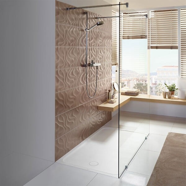 VILLEROY ET BOCH - Receveur de douche antidérapant 80 x 80  Lifetime Plus Cerasoft céramique blanc + Bonde chromé brossé - large