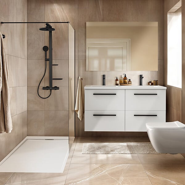 IDEAL STANDARD - Receveur de douche antidérapant Ultra Flat S I.Life recoupable avec bonde largeur 120 x 80 - large
