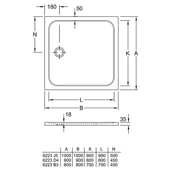 VILLEROY ET BOCH - Receveur de douche antidérapant 80 x 80  Lifetime Plus céramique blanc + Bonde blanc - large