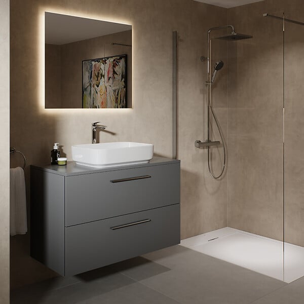 IDEAL STANDARD - Receveur de douche antidérapant Ultra Flat S I.Life recoupable avec bonde largeur 140 x 90 - large