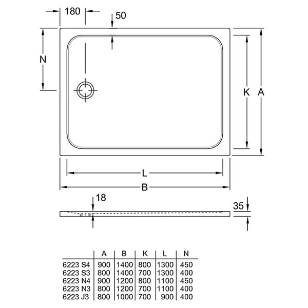 VILLEROY ET BOCH - Receveur de douche antidérapant 120 x 90  Lifetime Plus céramique blanc + Bonde chromé brossé - large
