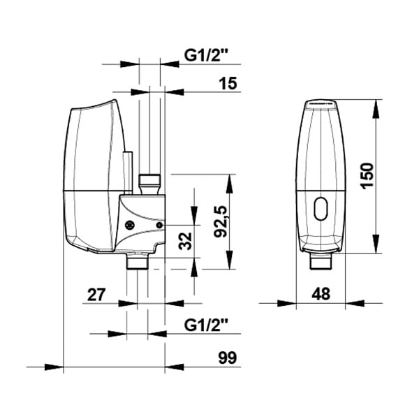 PRESTO - Robinet électronique pour urinoir - SENSAO 8400N ROBINET.ELECTRONIQUE URINOIR 55370 - Alimentation en ligne avec pile lithium 6V - large