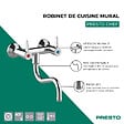 PRESTO - Robinet de cuisine mural Chef Chrome - vignette