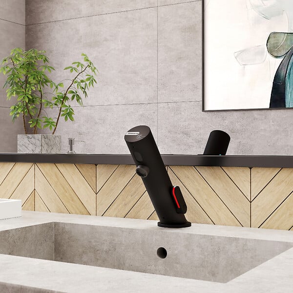 PRESTO - Mitigeur infrarouge sur plage avec RA pour lavabo Linea noir mat - large