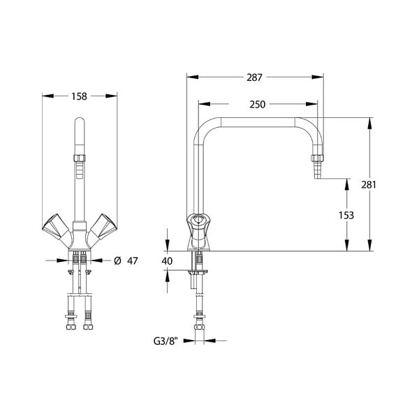 PRESTO - Mélangeur pour eau potable First Labo 3 Saillie 250 mm - large