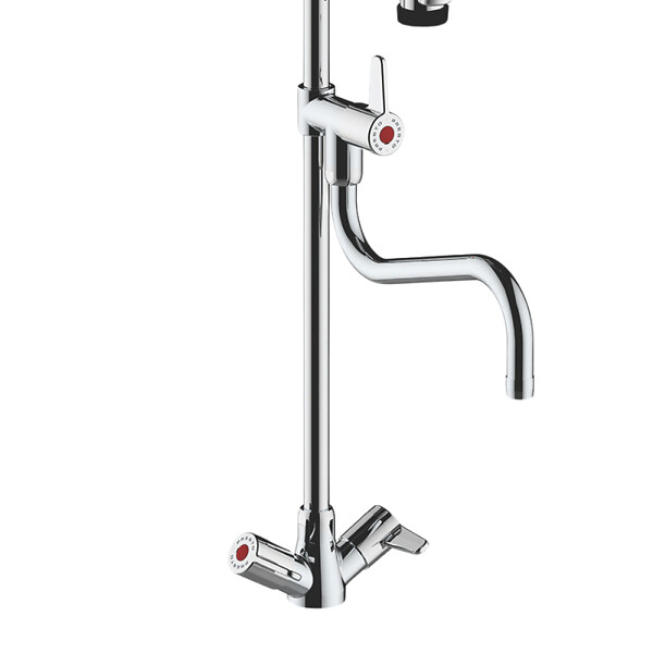 PRESTO - Robinet de cuisine pro sur plage avec douchette et bec de remplissage Chef chrome - large