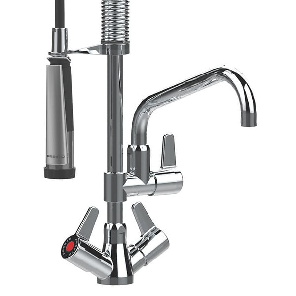 PRESTO - Robinet de cuisine pro mini sur plage avec douchette et bec de remplissage Chef chrome - large