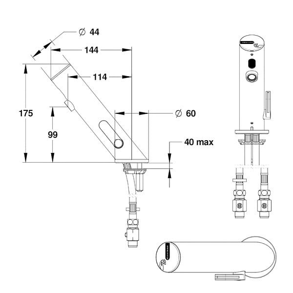 PRESTO - Mitigeur infrarouge sur plage avec RA pour lavabo Linea chromé - large