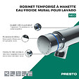 PRESTO - Robinet poussoir temporisé à manette eau froide mural pour lavabo Neo chromé - vignette