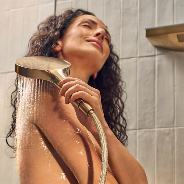 HANSGROHE - Pommeau de douche Pulsify Select EcoSmart 105 3 jets relaxation + Flexible 125 cm Designflex Bronze brossé - large