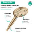 HANSGROHE - Pommeau de douche Raindance Select S EcoSmart 120 3 jets + flexible Designflex 125 cm bronze brossé - vignette