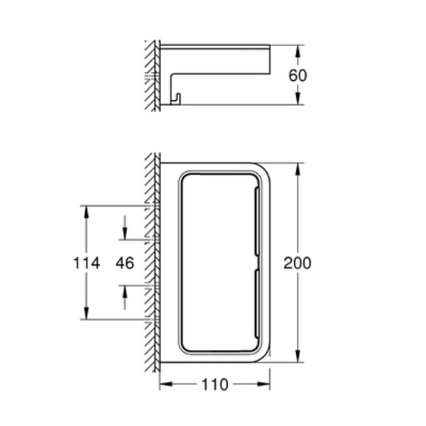 GROHE - Tablette rectangle Start Cube chromé - large