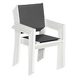 HAPPY GARDEN - Lot de 10 chaises en aluminium blanc - textilène gris - vignette