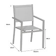 HAPPY GARDEN - Lot de 10 chaises en aluminium blanc - textilène gris - vignette