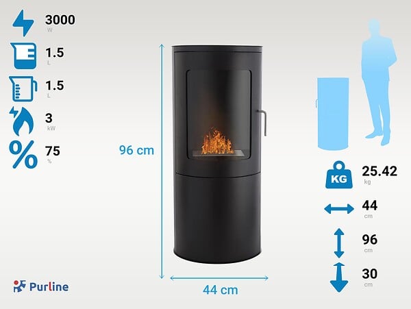 PURLINE - Poêle à l'éthanol de forme carrée en acier - large