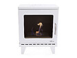 PURLINE - Poêle à éthanol 1,5kW design carré en acier blanc avec pieds - vignette