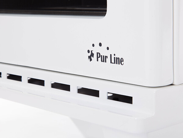PURLINE - Poêle à éthanol 1,5kW design carré en acier blanc avec pieds - large