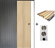 GD MENUISERIES - Porte Coulissante Décor Chêne Naturel Honey Oak  H204 x L73 cm, Galandage, kit finition (coquille et tire doigt) - vignette